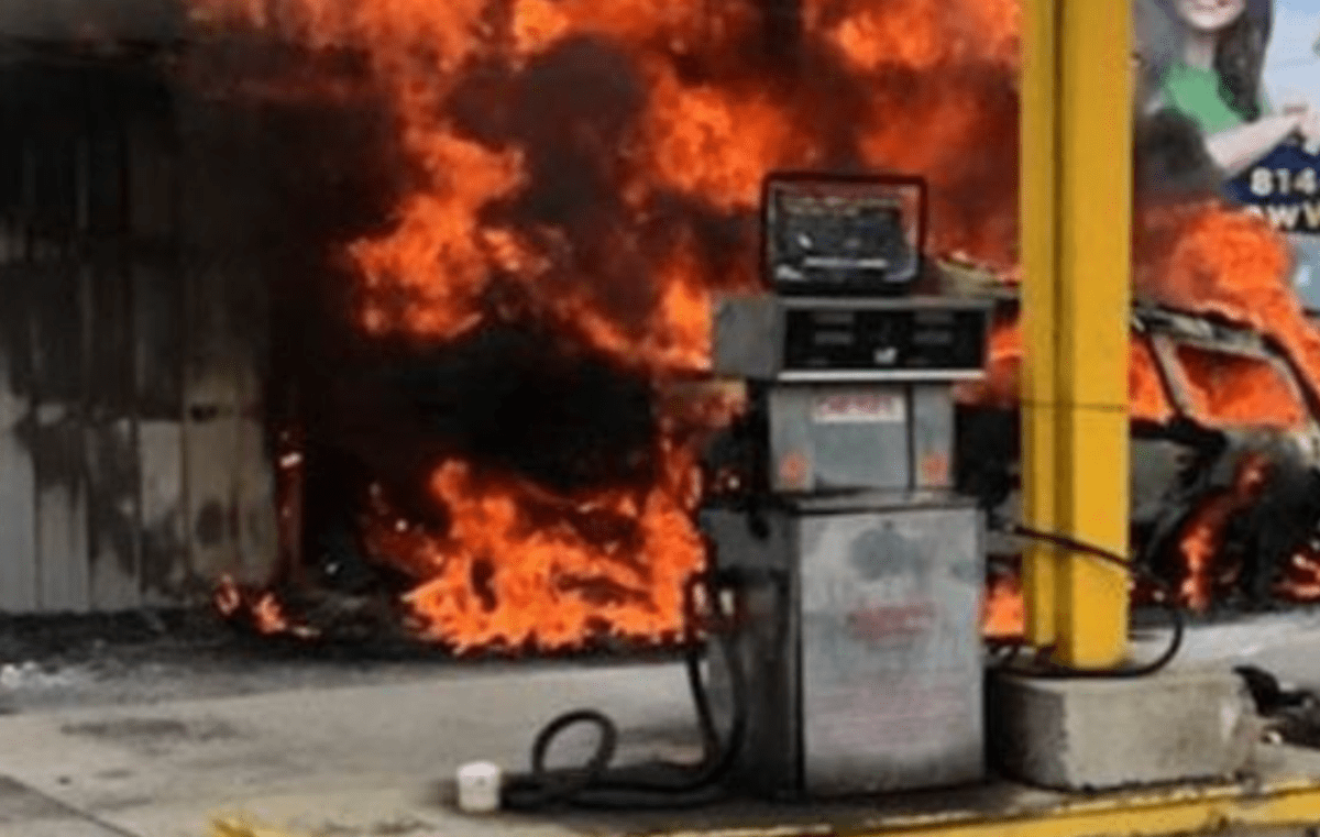 black lives matter burns a gas station
