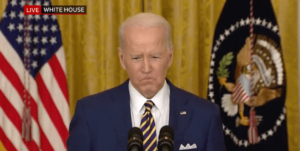biden frowing at camera; announcing ministry of truth