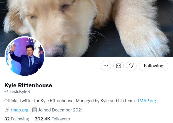 screenshot of kyle rittenhouse's twitter account