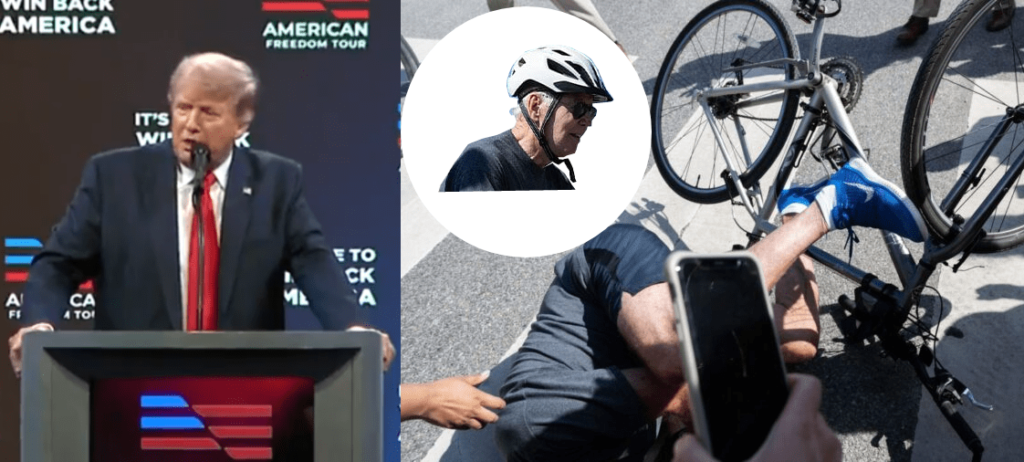 trump makes joke about biden bicycle