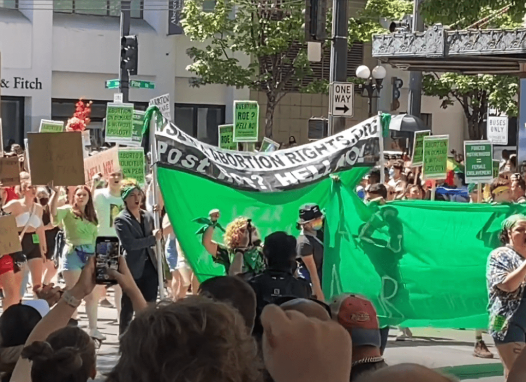 pro abortion marchers at seattle pride parade 2022