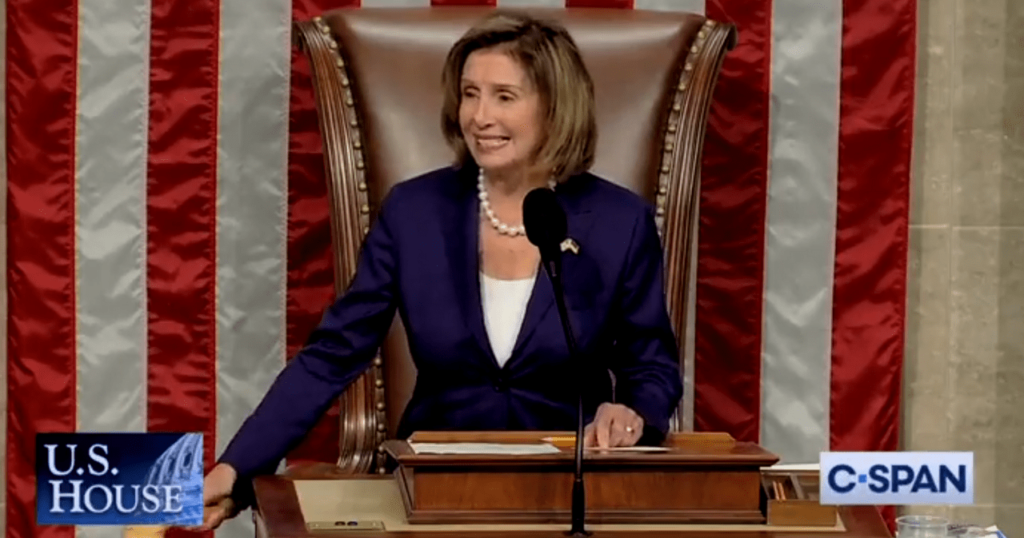 nancy pelosi smiles as house bill passes banning assault weapons