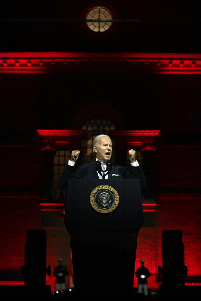 President Biden delivers September address to nation amidst dark background