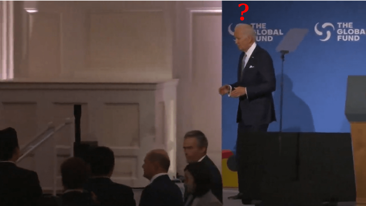 biden wanders on stage at the seventh global fund event