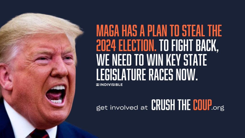 indivisible infographic on maga plan to steal 2024 election