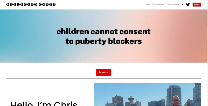 screenshot of billboard chris website