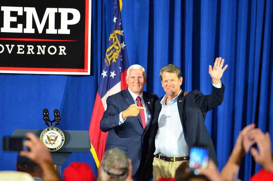 pence campaigning with governor kemp in georgia