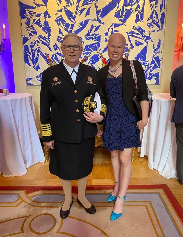 Sam Brinton pictured with transgender admiral Rachel Levine
