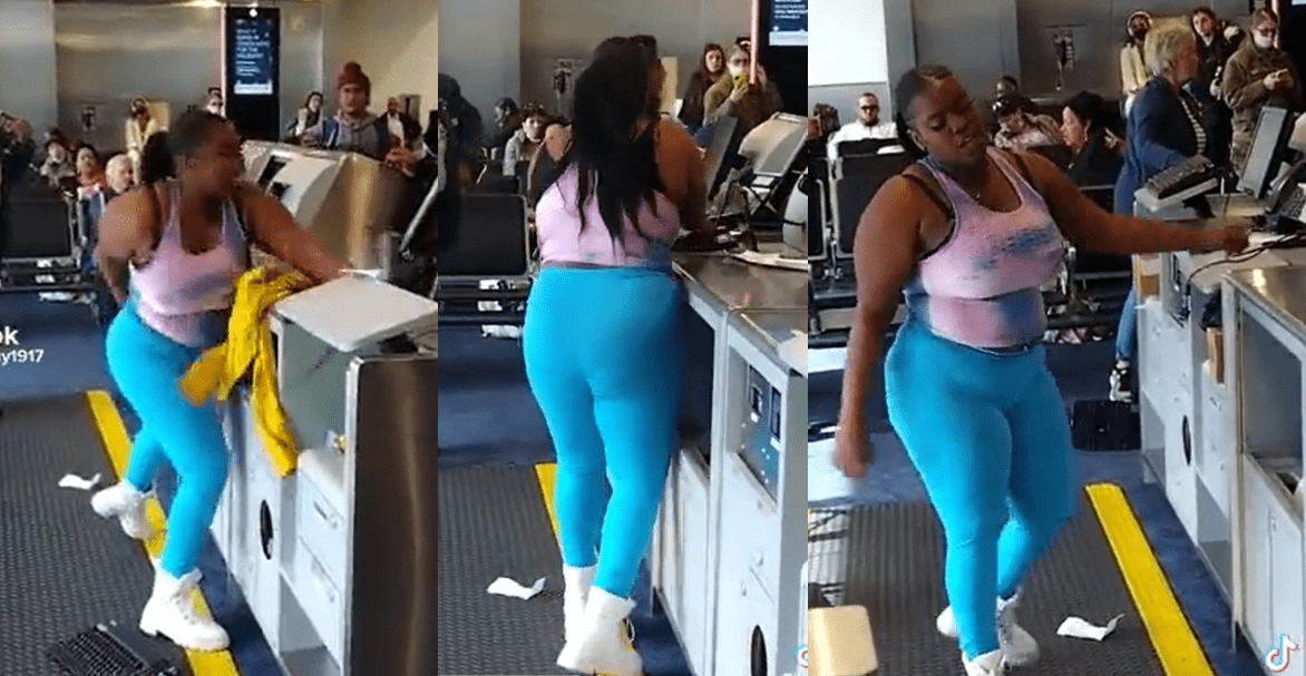 woman trashes miami airport